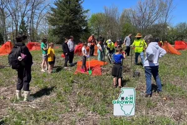 people at a community tree planting event 