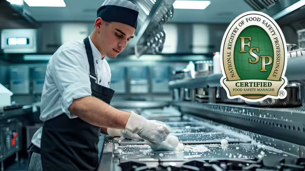 Person cooking in a commercial kitchen