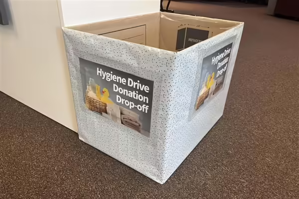 Hygiene Drive Donation Box on the ground