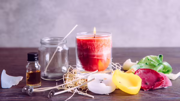 glass candle, wicks, wax, scent