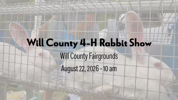 Will County 4-H Rabbit Show Will County Fairgrounds August 22, 2026 - 10AM