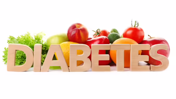 Diabetes word in front of food