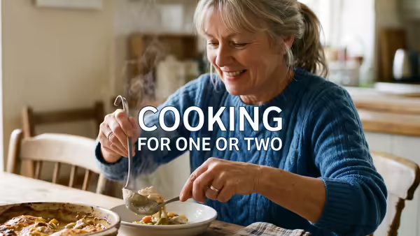 Woman dishing out soup