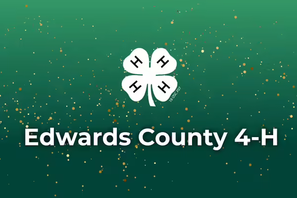 A green background with sparkles and text "Edwards County 4-H" and the 4-H clover