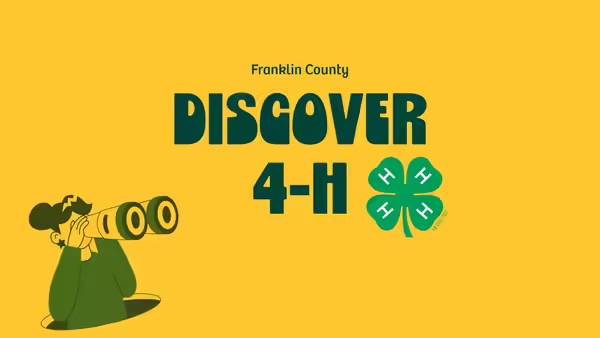 An animated person looking through binoculars with "Discover 4-H."