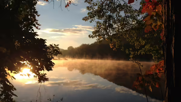 Fall morning over a body of water