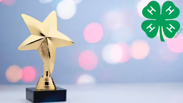 Trophy with a lit background and a four leaf clover