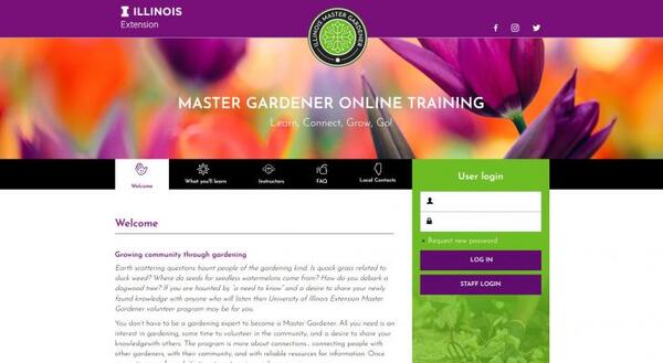 Screen shot of on-line training menu
