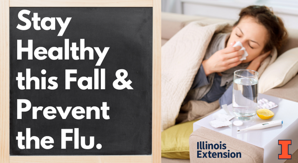 Stay healthy this fall and prevent the flu. Women sick with cold, tired, staying hydrated.