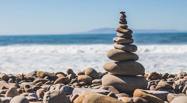Balanced rocks on beach