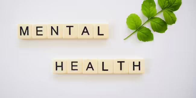 Mental health sign with green leaves