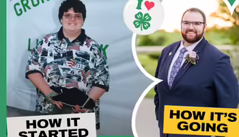 before and after photos of Perry Harlow when he first started 4-H and now