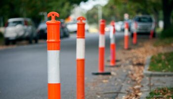 traffic cones along street