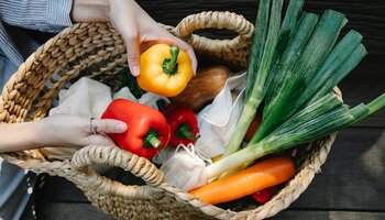 Picture of a basket full of vegetables.