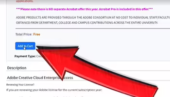 A big red arrow pointing at a Add to Cart button on a webpage