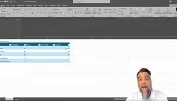 James appears overlaid an Excel Spreadsheet