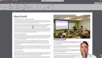 James appears over Microsoft Word interface