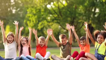 Youth having fun with their hands up