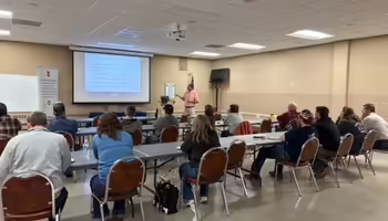 Dr. Aaron Hagar delivery a presentation on Agronomy 