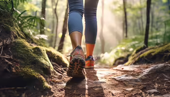 Person walking in the woods