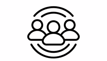 clip art image with 3 people inside of 2 circles to show community