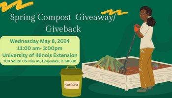Spring Compost Giveaway/Giveback flyer Woman standing over compost