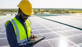 engineer working on solar installation