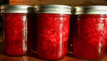 jars of home-canned strawberry jam