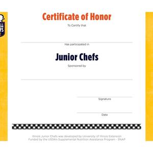 Illinois Junior Chefs certificate