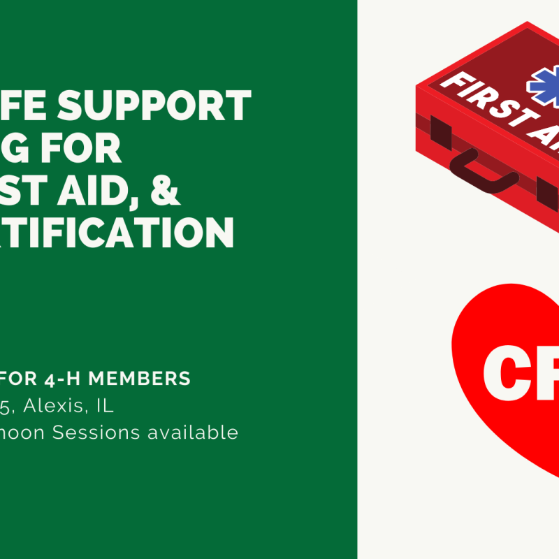 graphic of first aid kit and CPR heart