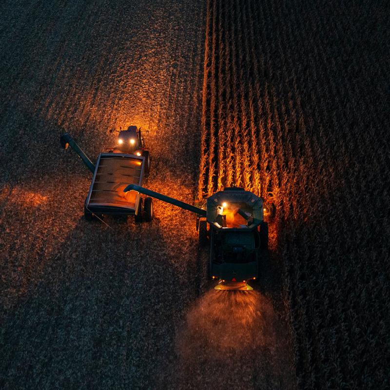 combine farming at night