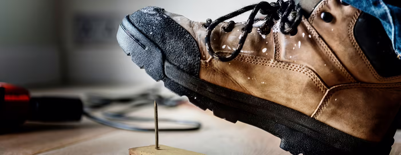 boot stepping on nail
