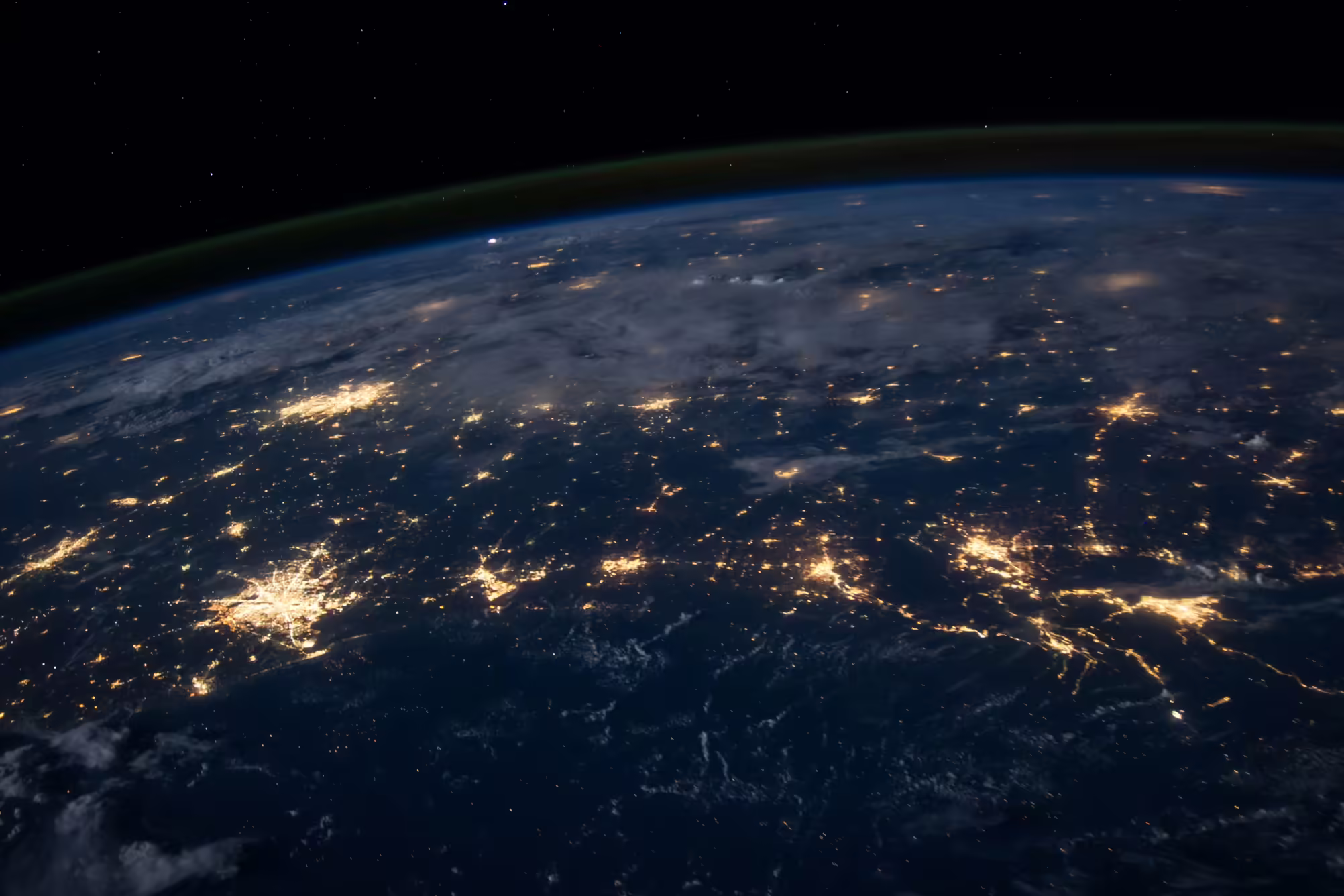 world at night with lights showing