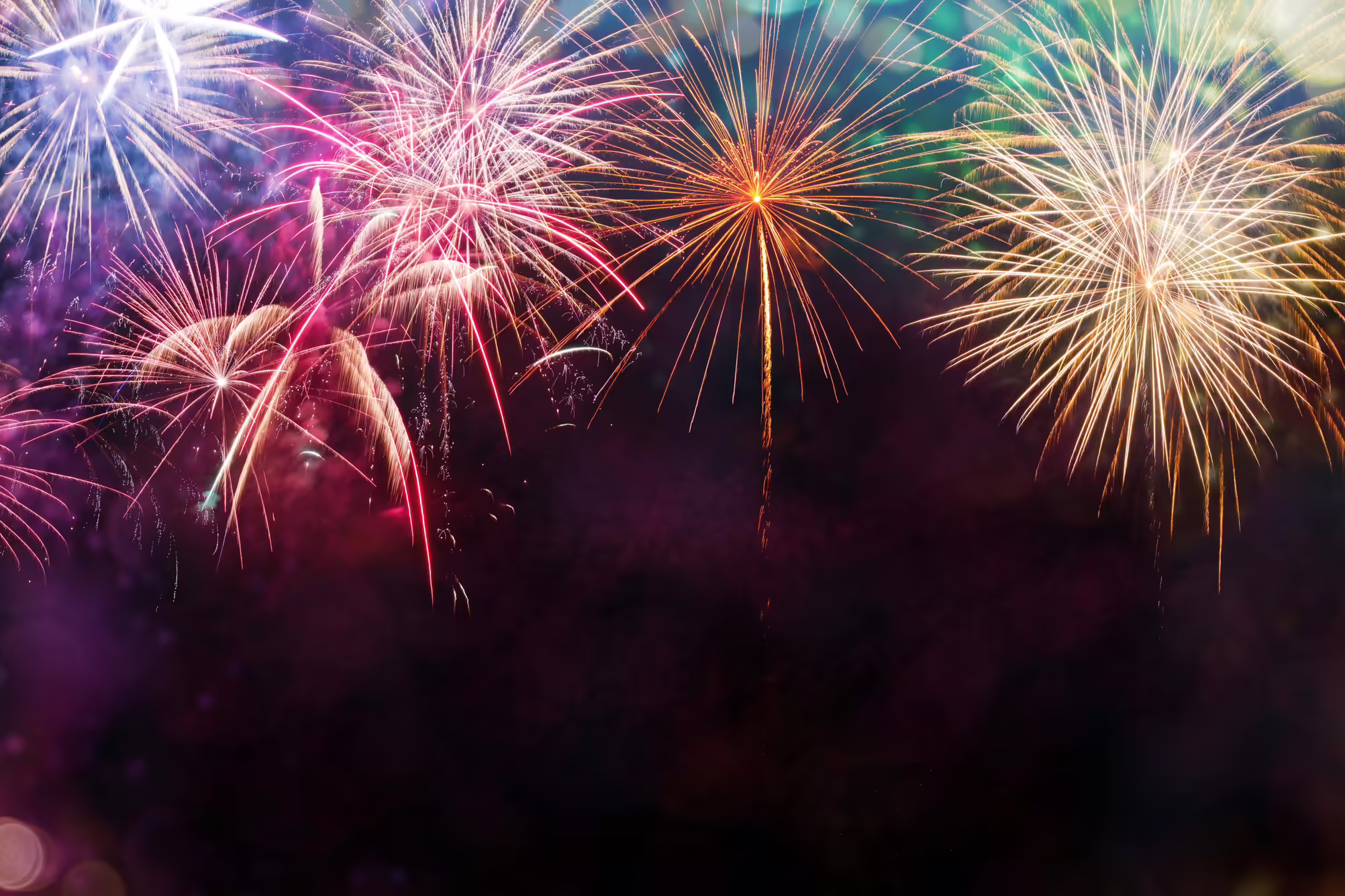 Colorful fireworks in the sky 