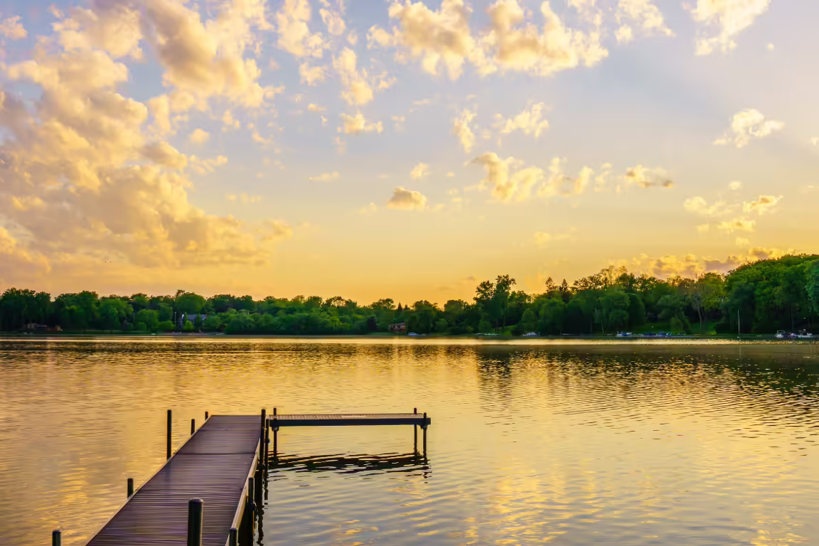 Spring sunrise on a still lake