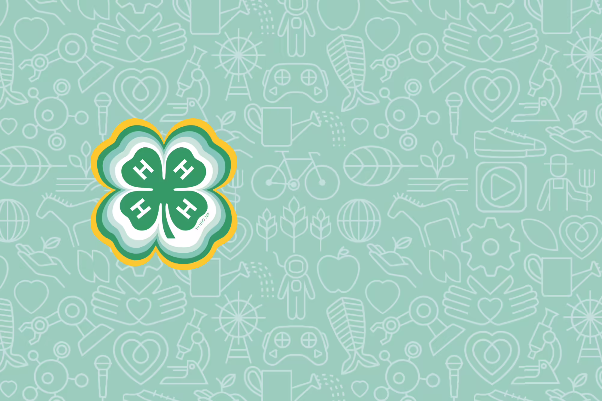 4-H Clover Emblem with small icons representing different projects