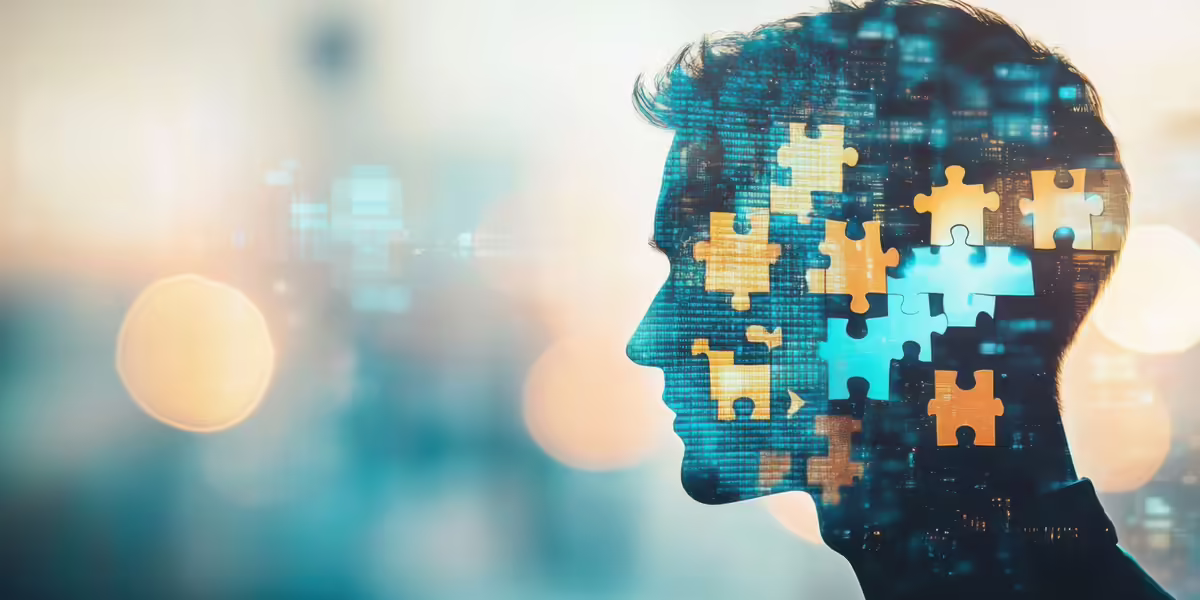 profile of person with puzzle pieces
