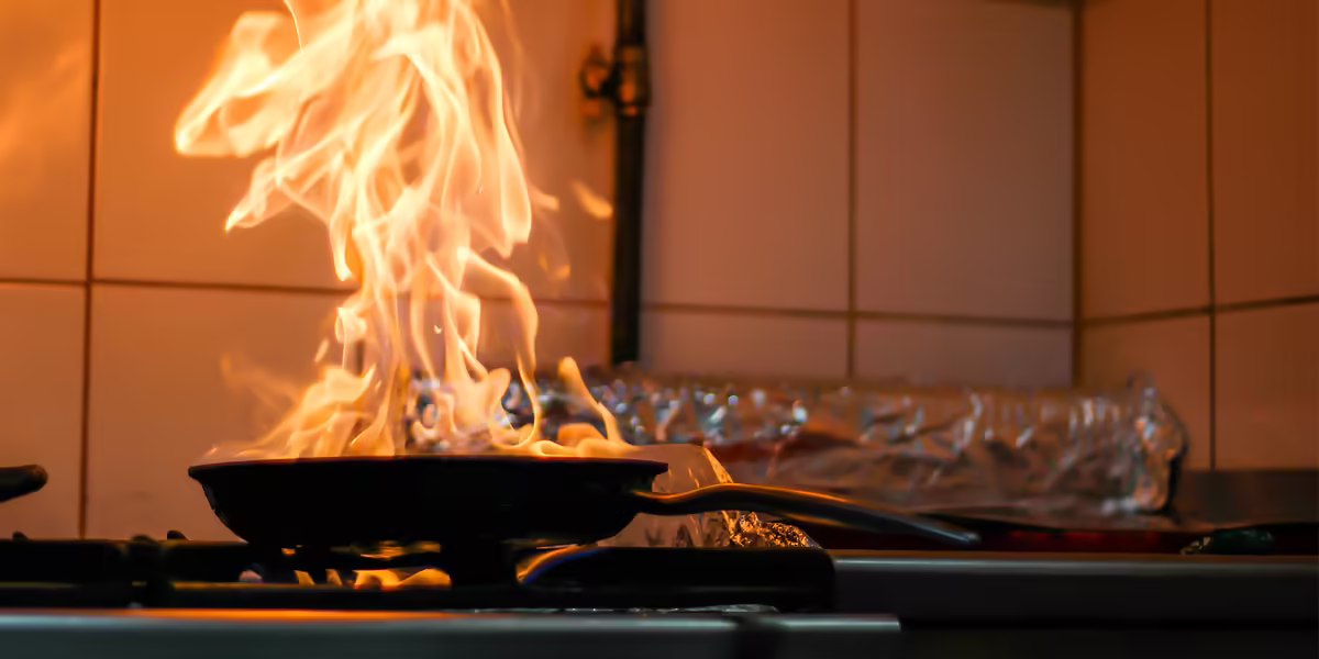 stovetop fire in a skillet
