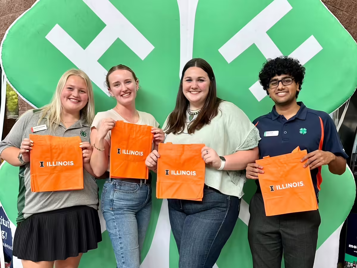 Four 4-H student youth ambassadors at Illinois State Fair