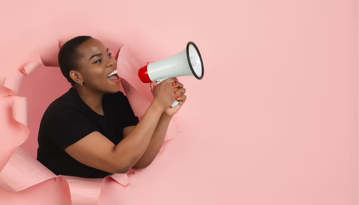 person with megaphone