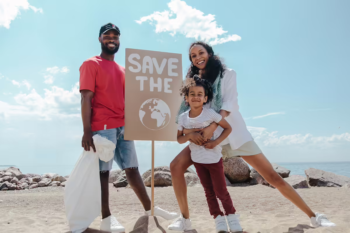 family at the beach