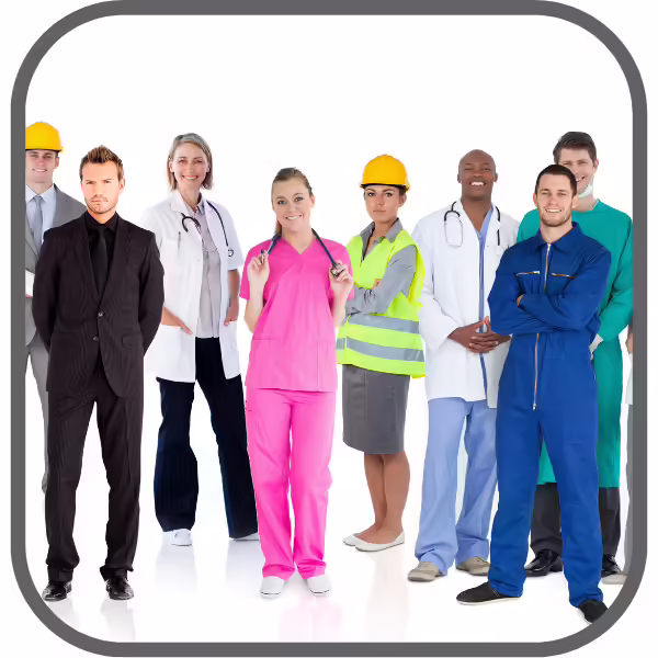 adults dressed in various career uniforms