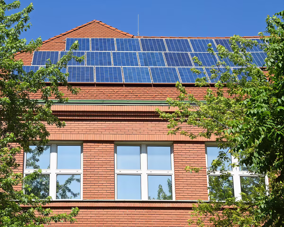 solar panels on top of a school 