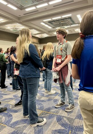 Kyle Haas, Stockton, was one of over 800 delegates across the country who exchanged pins and other mementos representing their state.