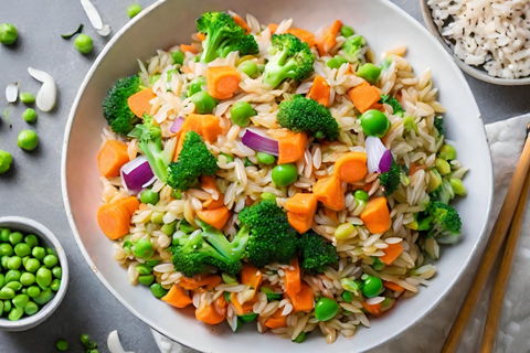 Orzo Stir fry with vegetables