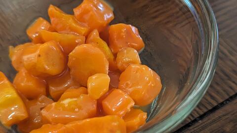 Bowl of microwaved honey glazed carrots