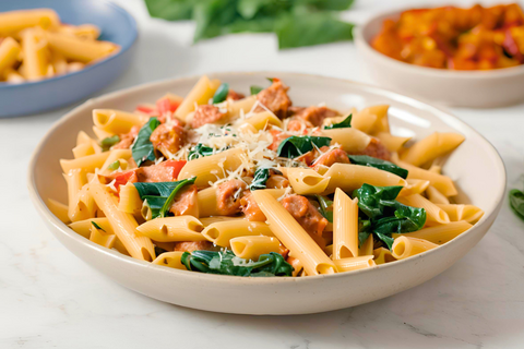 Sausage Penne Pasta with Swiss Chard