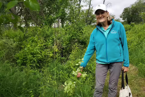 A woman with plants