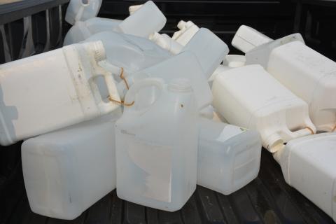 Agrichemical containers rinsed and ready to recycle, Travis Cleveland, University of Illinois