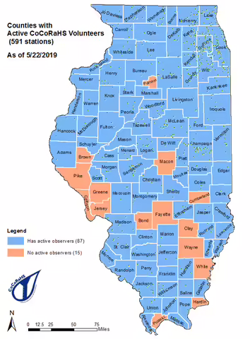 map of volunteer precipitation researchers